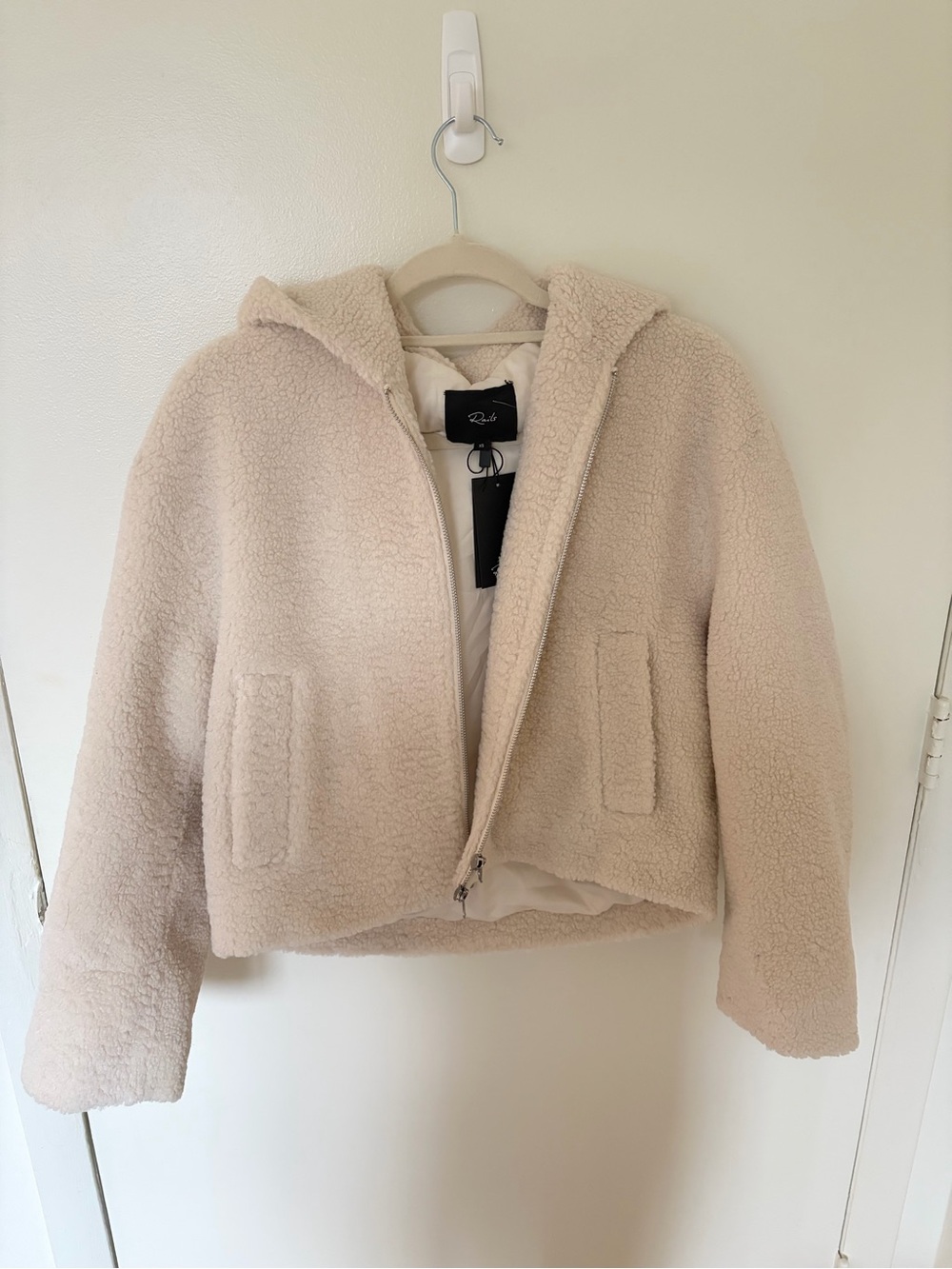 Rails Cream Sherpa Zip Hoodie Jacket